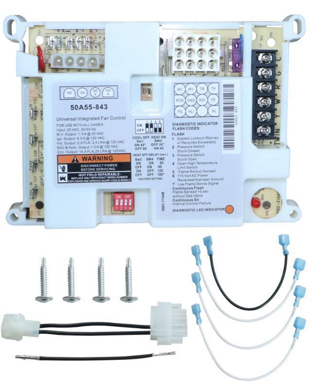 lot 59627 image: 50A55-843 Furnace Control Board for White Rodgers, Universal Integrated Furnace Control Board Furnace, Compatible with Both Lennox and White-Rodgers Furnace Systems - Retail $98
