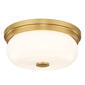 lot 26913 image: Gold Flush Mount Ceiling Light, HWH Modern Flush Mount Ceiling Light Fixtures with Milk White Glass, 12 Inch Indoor Ceiling Light for Hallway Corridor Kitchen, 5HJX109F BG-MW - Retail $60