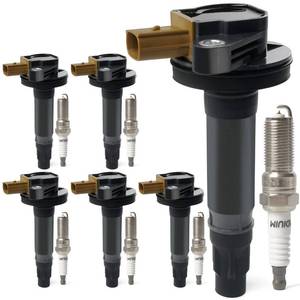 lot 26922 image: Set of 6 Ignition Coil Packs & Iridium Spark Plugs Compatible with 3.5L V6 Turbo Ford F150 Expedition Explorer Flex Taurus Transit 150 250 350 HD, Lincoln MKS MKT Navigator Replace UF646 DG549 SP534 - Retail $93