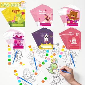 lot 40640 image: Valentines Day Gifts for Kids 20 Pack Watercolor Coloring Books with Valentines Day Cards Valentine Crafts for Boys Girls Toddlers Valentine Classroom Prizes School Gift Exchange Party Favors Supplies - Retail $15