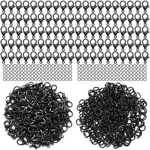 lot 40649 image: Syhood 600 Pieces Lobster Clasps and Open Jump Rings Set Lobster Claw Clasps and Closures for Jewelry Making and Bracelets Bracelet Hooks Jewelry Clips (Black) - Retail $6