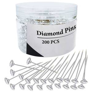 lot 40650 image: 200Pcs Diamond Pins Corsage Boutonniere Pins, 2 Inch Flower Floral Sewing Pin, Straight Rhinestones Pin for Wedding Hair Accessories, Jewelry Decoration DIY Craft, Women and Men - Retail $8