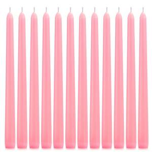 lot 40656 image: Pink Taper Candles - Taper Candles 10 Inch Dripless, Smokeless & Unscented - 8 Hours Long Burning - Tall Candlesticks - Ideal for Weddings, Dinner Parties, Home Decor, Birthday Party 12 pack some candles are broke - Retail $15