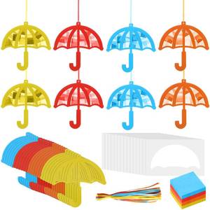 lot 40662 image: Colarr 24 Sets Umbrella Crafts DIY Umbrella Tissue Paper Crafts Kits Make Your Spring Hanging Ornaments Suncatcher for Home Party Decoration Art Activity - Retail $19