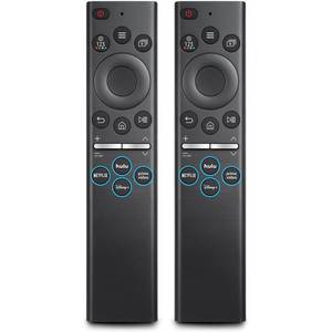lot 40669 image: (Pack of 2) Universal Remote for Samsung TV Frame Solar Serif Crystal Curved LED QLED OLED Neo UHD SUHD HDTV 4K 8K 7 8 9 Series Smart TV Remotes Control Replacement - 2 Year Warranty - Retail $14