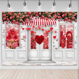 lot 40675 image: Mocsicka 7x5ft Valentines Day Backdrop for Photography Red Love Hearts Floral Anniversary Party Photo Backdrops Flower Shop Wedding Bridal Shower Photo Booth Studio Props - Retail $13