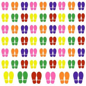 lot 40696 image: Colorful Footprints 7 Shoe Stickers Decals Floor Wall Stairs for Class Instruction Party Decoration Sign Guide Feet Distance 60 pairs