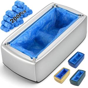 lot 49800 image: LYSHIYI Shoe Cover Dispenser with 200pcs Disposable Shoe Covers, Automatic Shoe Cover Machine Fits shoes up to Mens size 12, Suitable for Home, Factory, Hospital (Silver) - Retail $41
