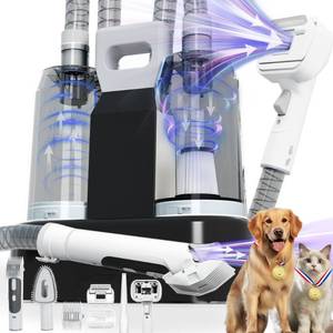 lot 49803 image: FOTING Dog Grooming Vacuum & Dryer Kit, 2.1L Double Dust Cup 10000pa Dogs Vacuums for Shedding Grooming, 6 in 1 Grooming Tools Cleaning, Low Noise Pet Grooming Vacuum for Dogs, Black - Retail $76