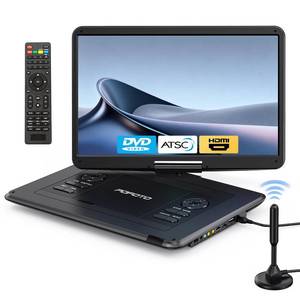 lot 49813 image: POFOTO 17.5 Portable TVDVD Player with 15.6 HD Swivel Screen, Built-in ATSC Tuner & FM, Rechargeable Battery, Supports HDMI inUSBMicro SDAV Out, Multi-Disc Formats, Black - Retail $150
