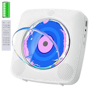 lot 49836 image: CD Player Portable Bluetooth Rechargeable CD Players for Home with 1800mAh Kegaudio Desktop Wall CD Player with Speakers FM Radio USB Remote Control - Retail $29