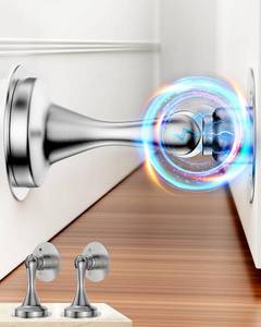 lot 49838 image: Door Stoppers Magnetic Door Catch - 2 Pack Stainless Steel Heavy Duty Door Holder Stops for Bottom Top of Door - Wall Floor Mounting No Drill 3M Adhesive & Screws Strong Magnet Keep Door Open(Silver) - Retail $10