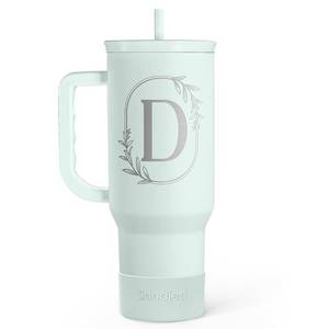 lot 49857 image: Personalized Monogrammed Tumbler with Handle 40oz, Letter D Tumblers Insulated Coffee Travel Cup, Custom Initial Gift for Women Girls Friends, Monogram Gift for Christmas Birthday Mothers Day