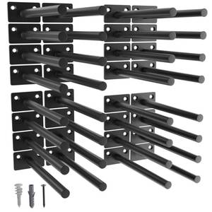 lot 49858 image: LEOPO 32-Pack 10 inch Floating Shelf Brackets, Hidden Shelf Bracket for Wood, Concealed Blind Shelving Support,Invisible Black Coated Brackets for DIY Decorative,Fit for Kitchen, Bathroom,Study Room - Retail $43