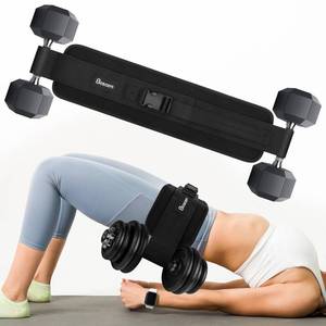 lot 49859 image: Bosaen Hip Thrust Belt, Hip Thrust Belt for Dumbbells Heavy, Booty Belt for Hip Thrust with 6.5mm Thick Non-slip Padding & 400lbs Load-Bearing, Hip Thrust Band for Gym, Home Workouts, Dumbbell, Kettlebells - Retail $18