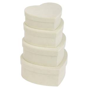 lot 50609 image: GnFlus White Heart Shape Gift Boxes with Lids for Presents 4 Pack Velvet Nesting Valentines Christmas Gifts Box for Arrangements Flowers Wedding Birthdays Thanksgiving Party - Retail $22