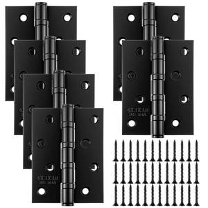 lot 50610 image: 6 Pcs Matt Black Door Hinges 4 Inch x 3 Inch, Heavy Duty Stainless Steel Hinge for Interior Exterior Doors, Square Interior Hinges with Square Corners, Matte Black Ball Bearing Hinge with Screws - Retail $14