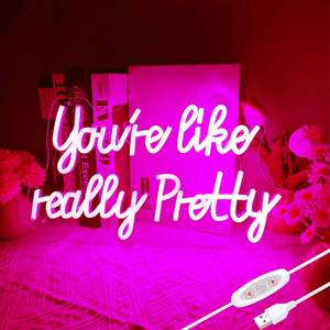 lot 59923 image: You Are Like Really Pretty LED Neon Sign, 15  9 inch, Pink USB Powered Neon Sign for Room Decor, Girls Room, Party, Gifts - Retail $20