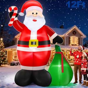 lot 111533 image: 12 Ft by 7.6 Ft Giant Christmas Inflatables Decorations Outdoor Santa Claus with Gift Bag with LED Light for Christmas Blow Up Yard Decor for Lawn Garden Party Holiday Xmas Decorations Cute Fun