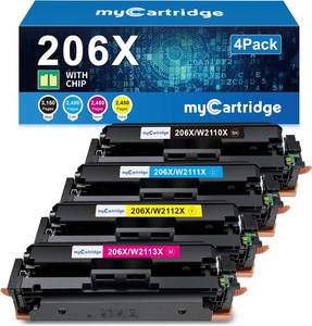 lot 111536 image: 206X Toner Cartridges 4 Pack High Yield (with Chip) Compatible Replacement for HP 206X 206A for Color LaserJet Pro MFP M283fdw M283cdw M283fdn M282nw Pro M255dw M255nw M283 M255 Printer W2110X W2110A
