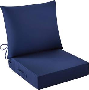 lot 111545 image: Outdoor Chair Cushions, 24 x 24 Inch Outdoor Cushion for Patio Furniture, Patio Chair Cushion, Waterproof & Fade Resistant Deep Patio Furniture Cushions Set with Handle and Ties, Navy Blue