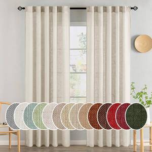 lot 111555 image: MIULEE Cream Linen Curtains 84 Inch Length 2 Panels for Bedroom Living Room, Soft Linen Textured Window Drapes Semi Sheer Light Filtering Back Tab Rod Pocket Farmhouse Modern Burlap Look Decor