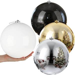 lot 111568 image: Zubebe 4 Pcs Extra Large Christmas Ball Ornaments 8 (200 Mm) Giant Oversized Commercial Grade Plastic Balls Xmas Hanging for Outdoor Indoor Holiday Decor(Black, White, Gold, Silver)