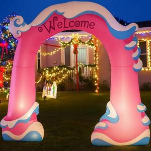 lot 211362 image: RattanView Christmas Inflatable Archway Outdoor Decorations 9.2ft Pink White Snowy Scene Arch Blow up Yard Decoration with Build-in LED Lights for Indoor Outdoor Garden Lawn Xmas Holiday Party Decor