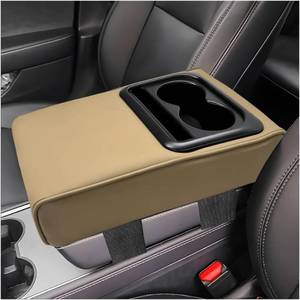 lot 211370 image: Car Center Console Armrest Pillow, 14 8.3 Leather Auto Center Console Armrest Box with Cup Holder, Cup Holder Armrest Cushion Pad, Car Accessories (Beige, Normal)