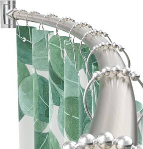 lot 211381 image: Curved Shower Curtain Rod For Bathroom 38-72 Inches, Adjustable Length, Curved Shower Rod, 0.9MM thickness, Round Shower Curtain Rods, Rotate Bracket For Large Shower Space, Need Drilling, Nickle