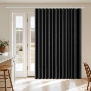lot 311297 image: AJAZZ 100% Blackout Accordion Door Curtain 98x106 Black - Magnetic Folding Room Divider, No-Drill Sliding Patio Closet