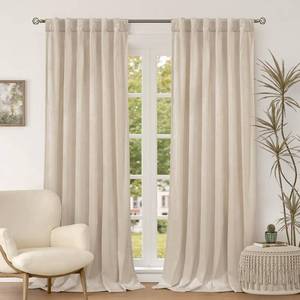 lot 311318 image: BGment Cream Beige Velvet Curtains 96 Inch for Bedroom, Thick Thermal Insulated Room Darkening Curtains Noise Reduce Back Tab and Rod Pocket Window Panels for Living Room, 2 Panels, 52 x 96 Inch