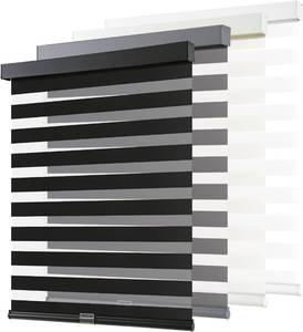 lot 411225 image: AOSKY Cordless Zebra Blinds for Windows Pull Down Roller Window Shades Dual Layer Light Filtering Privacy for Day and Night, Free-Stop Door Shades for Home Easy to Install (43 W X 72 H, Black)