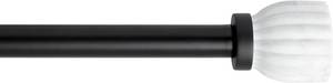 lot 411226 image: TOWN & COUNTRY LUXE Marbled Flute Single Indoor Curtain Rod and Finial Set, Natural Marble Stone Look, Easy Install Wall Mount, Matte Black, Adjustable 36 -72