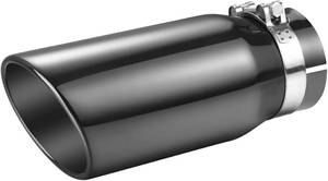 lot 411262 image: A-KARCK Black Chrome Exhaust Tips 4 Inlet, 4 Inlet 5Outlet 12 Length Clamp on Universal Never Fading Stainless Steel Muffler Tip