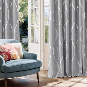 lot 411266 image: NICETOWN Silver Grey Pattern Curtains for Bedroom, 52 x 84 Inch Noise Reducing Thermal Insulated Wave Line Foil Print Design Room Darkening Window for Patio Sliding Glass Door(2 Panels)