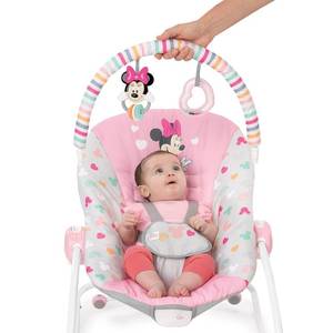 lot 411274 image: Bright Starts Disney Baby MINNIE MOUSE Infant to Toddler Rocker & Seat with Vibrations and Removable -Toy Bar, 0-30 Months Up to 40 lbs (Forever Besties)