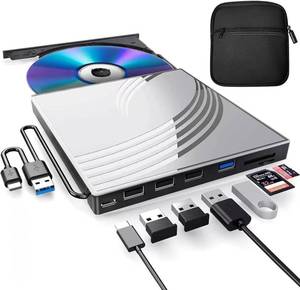 lot 361285 image: External CDDVD Drive for Laptop with Carrying Case,DVD Player for Laptop,Portable CD Burner with 4 USB Ports, 2 TFSD Card Slots,CD Disk Drive Player Reader Write