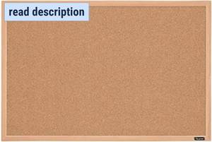 lot 111567 image: Quartet Cork Board Bulletin Board, 23 x 35 Framed Corkboard, Oak Frame, Decorative Hanging Pin Board, Perfect for Office & Home Decor, Home School Message Board or Vision Board (35-380352)