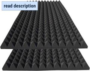 lot 211393 image: 2 Pack Pyramid Sound Proof Foam,48x24x2 Inch High Density Soundproof Acoustic Panel for Wall,Fireproof Studio Foam Reducing Noise & Echo (Black)
