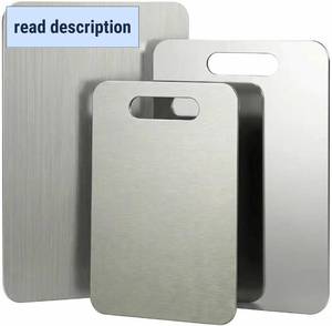 lot 411265 image: Stainless Steel Cutting Boards for Kitchen, 3 PCS Non Toxic Metal Chopping Board Set, Dishwasher Safe & Warp Proof (15.3x11, 13.4x9, 11.8x7.9 Inch)
