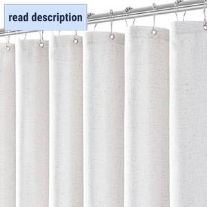 lot 411273 image: Extra Long White Linen Shower Curtains 84 Inches Long for Patio Sliding Glass Door Cream Ivory 72 Inch Wide Bath Curtain with Hooks Rings Neutral Natural Semi Sheer 72x84 Curtain for bathroom