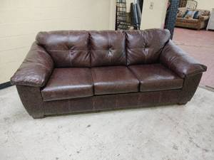 Brown Leather 3-Seat Sofa