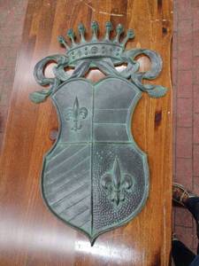 lot 25204 image: Decorative French Fleur-de-lis Crown Shield Wall Plaque - Retail $185