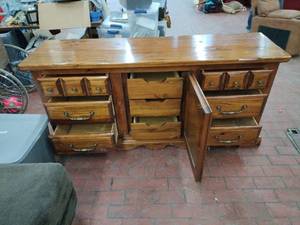 lot 25205 image: Traditional Pine Dresser with Multiple Drawers