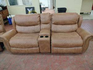 lot 25207 image: Power Reclining Modular Arm Chair with Console - Retail $399