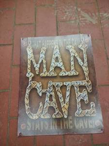 lot 25210 image: Man Cave Diamond Plate Metal Sign - Retail $25