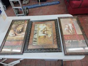 lot 25271 image: Set of 3 Decorative Framed Wall Arts