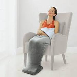 lot 25250 image: Sharper Image Calming Cozy Heating Blanket & Massager, Grey -