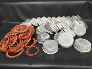 lot 279 image: Ball Mason Aluminum Jar Lids and Rubber Ring Sets